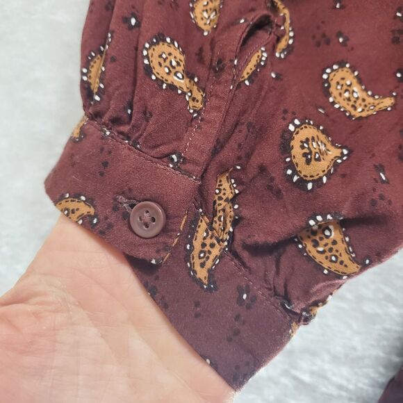 XXL Beachlunchlounge Paisley Alessi Babydoll Dress Tiered Knee Length Maroon - Picture 7 of 11